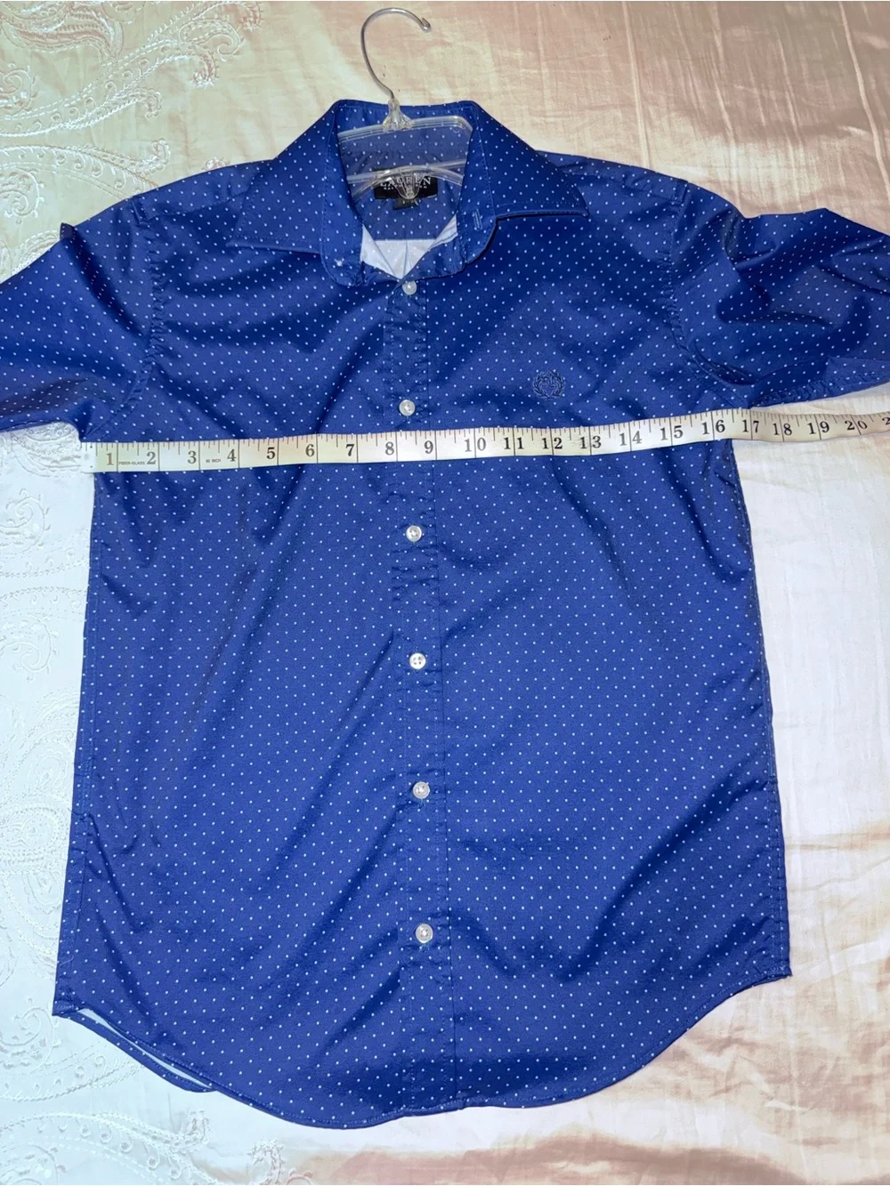 Lauren Ralph Lauren Blue Polka Dot Button Down Dress Shirt Boys Size 12
